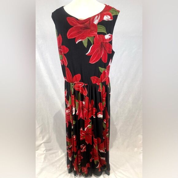 Alexa B black and red lily floral mesh maxi dress with rhinestones size 20W NWT - Picture 4 of 7